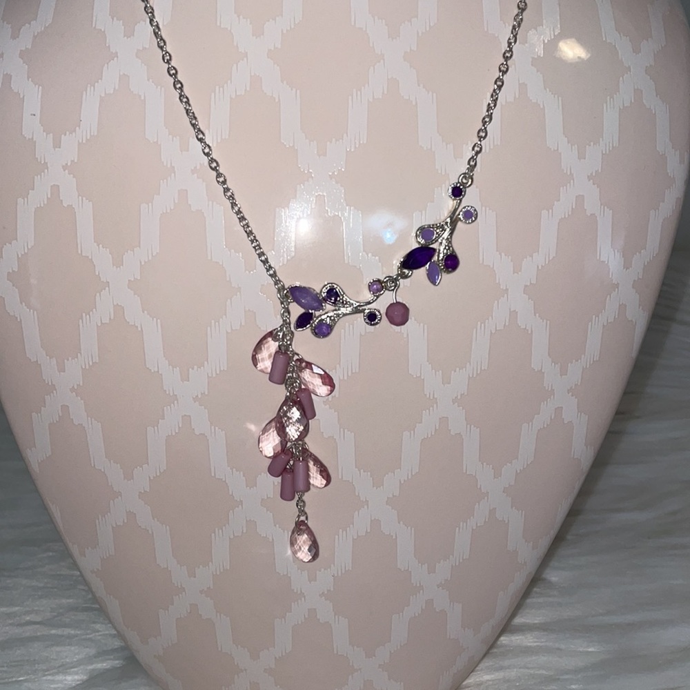 NEW Pink‎ and purple necklace with matching earrings